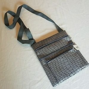Gray Crossbody Purse / tons of pockets NEW super versatile